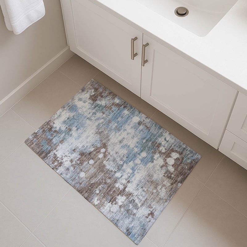 Premium Washable Super Soft Modern Splatter Mayfield Rug - Brown - 1'8" x 2'6"