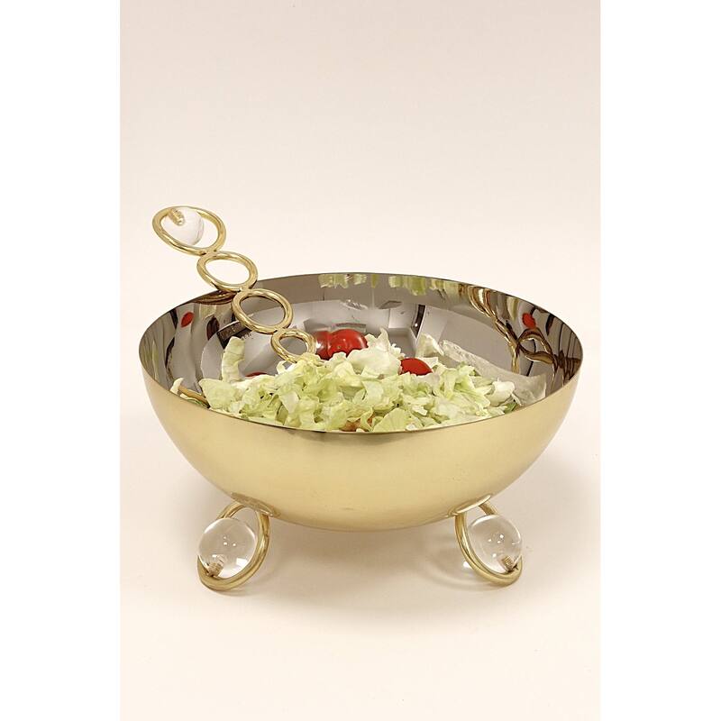 Salad Bowl Silver Inner Gold Outer with Ball Legs