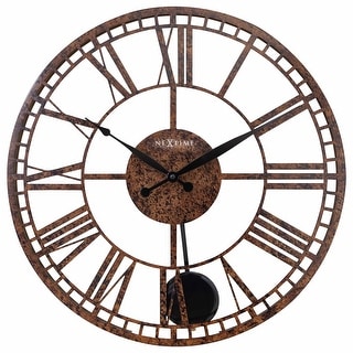 London 20 Inch Open Face Wall Clock with Roman Numerals and Pendulum ...