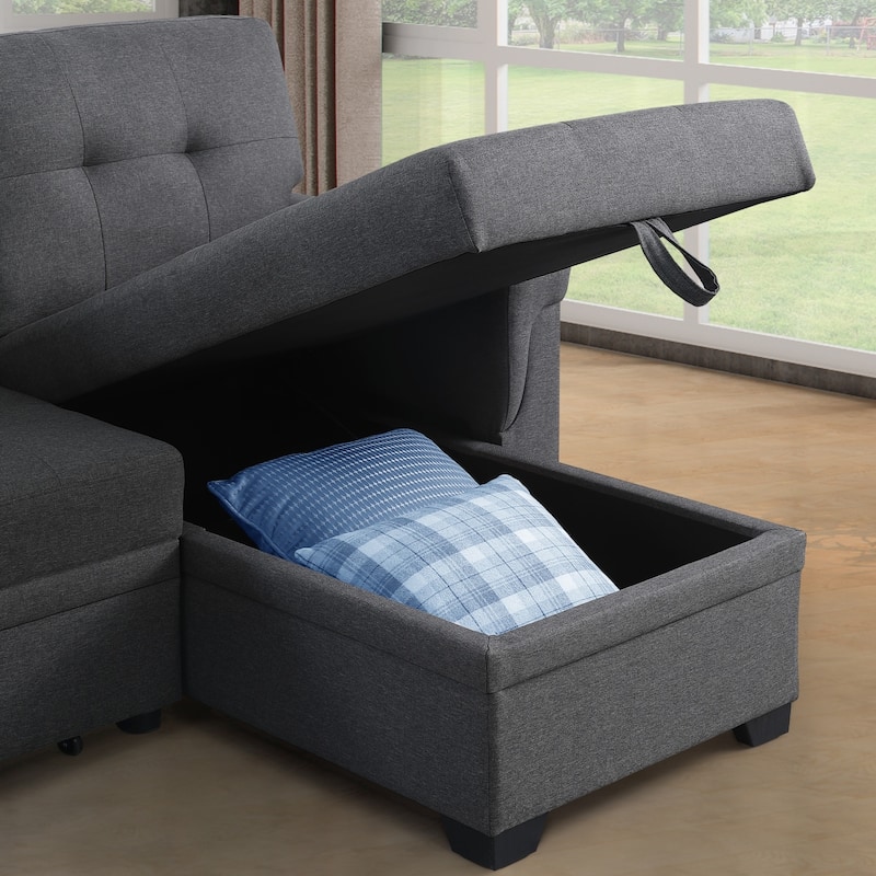 83.75" Modular Linen L-shaped Sectional Sofa with Hidden Storage