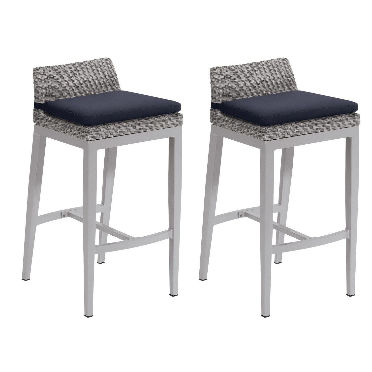 Blue and white sales wicker bar stools
