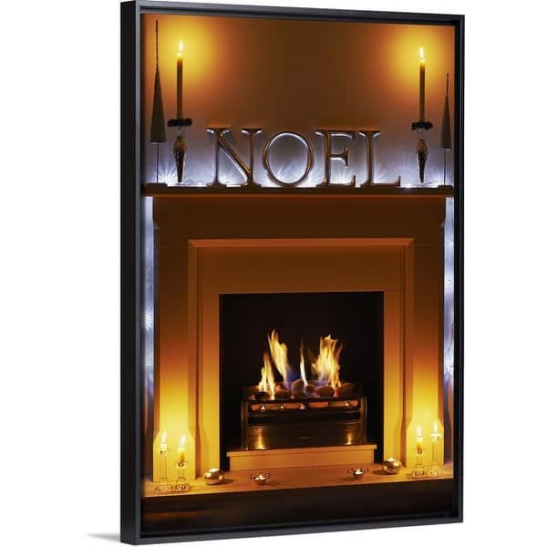 Shop Christmas Fireplace Black Float Frame Canvas Art Overstock 25502346