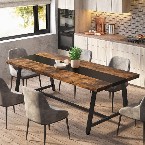 slide 2 of 22, Dining Table for 8 People, 70.87-inch Rectangular Wood Kitchen Table