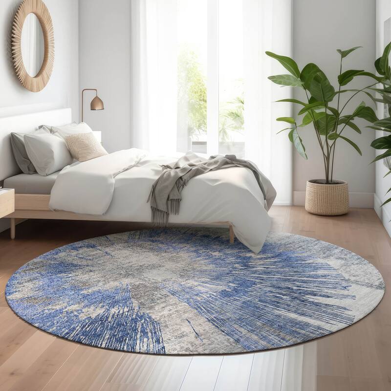 Premium Washable Super Soft Modern Burst Mayfield Rug - Blush - 8' x 8' - Round