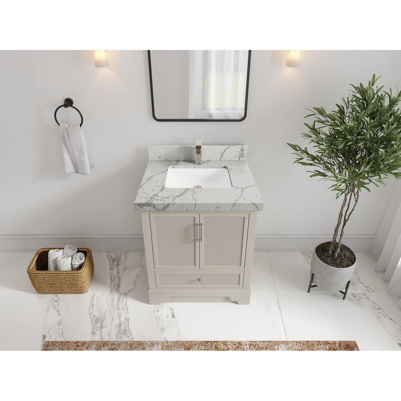 Willow Collections 30 in. W x 22 in. D Alys Single Sink Bathroom Vanity with Countertop - 2"Venatino Quartz - Fine Grain