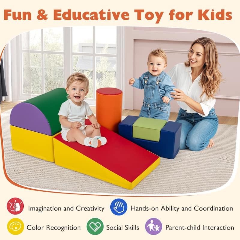 Gymax 6 PCS Kids Climber Play Set Indoor Foam Climb & Crawl Activity