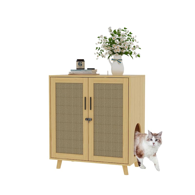Buffet Cat Litter Box Enclosure Cabinet Hidden Cat Washroom Furniture