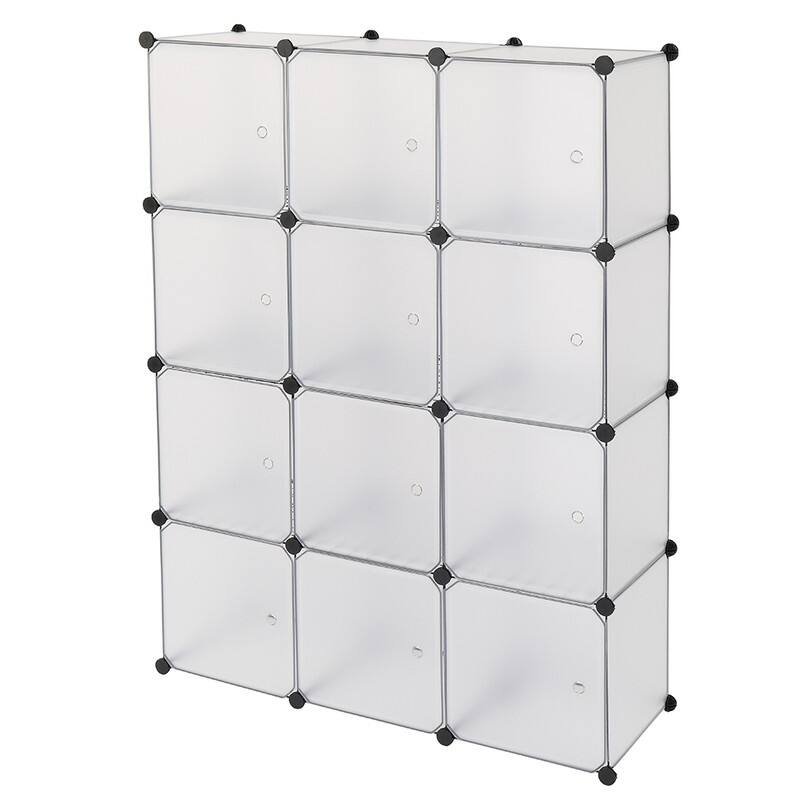 12-Cube Storage Shelf Bookcase Bookshelf White