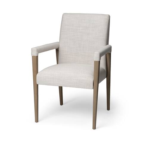 Palisades Cream Fabric Wrap Brown Wood Frame Dining Chair - 23.8L x 28.0W x 36.0H