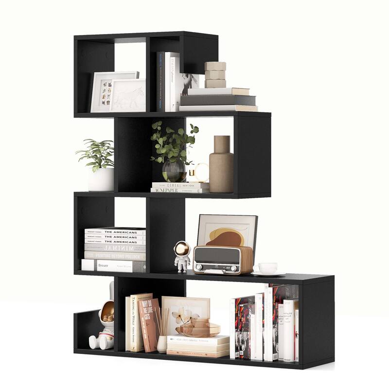 Costway 1/2 PCS 5-Tier S-Shaped Bookshelf with Open Cubes - 1 PCS