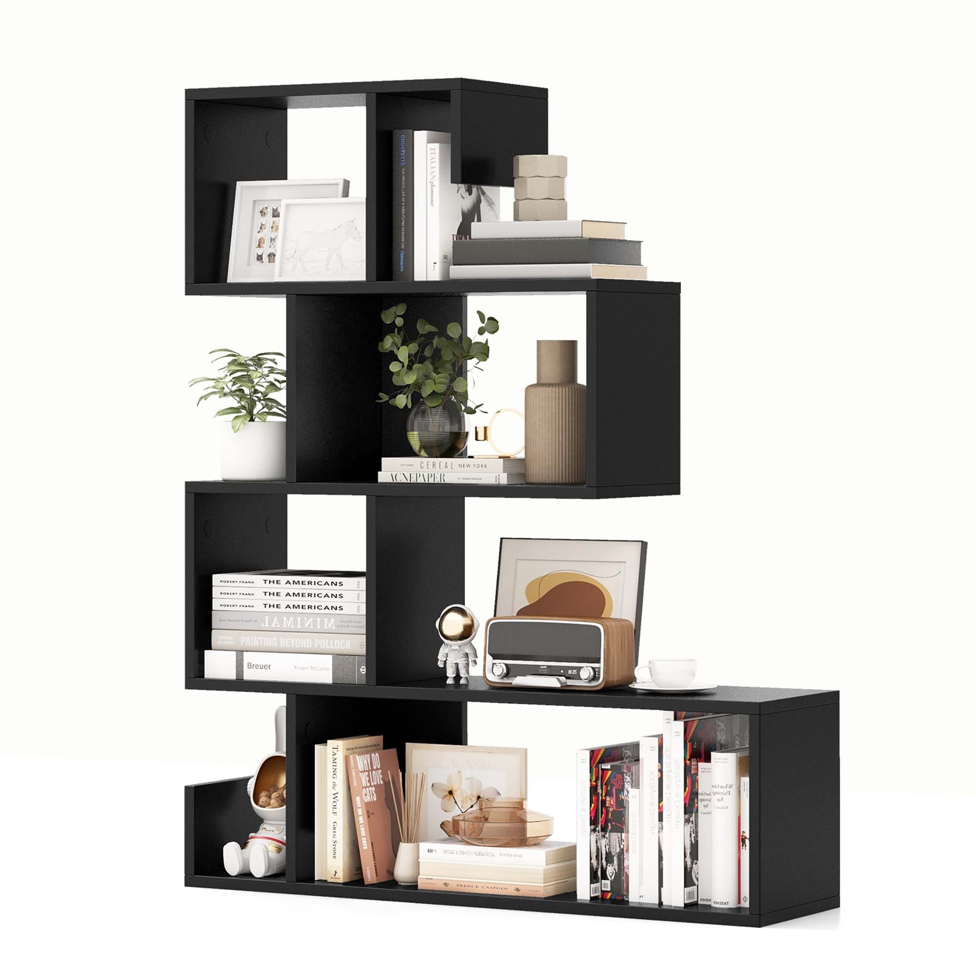 Costway 1/2 PCS 5-Tier S-Shaped Bookshelf with Open Cubes