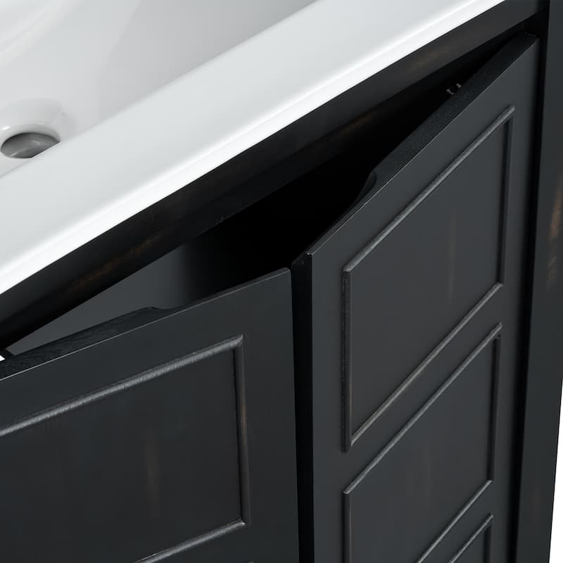 GDFStudio - Elysia Wood & Ceramic Bathroom Vanity with Sink & Storage Cabinet Organizer