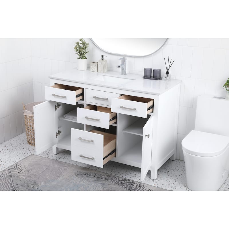 Prestige 42 - 60 Inch Single Bathroom Vanity - 48 Inches - White