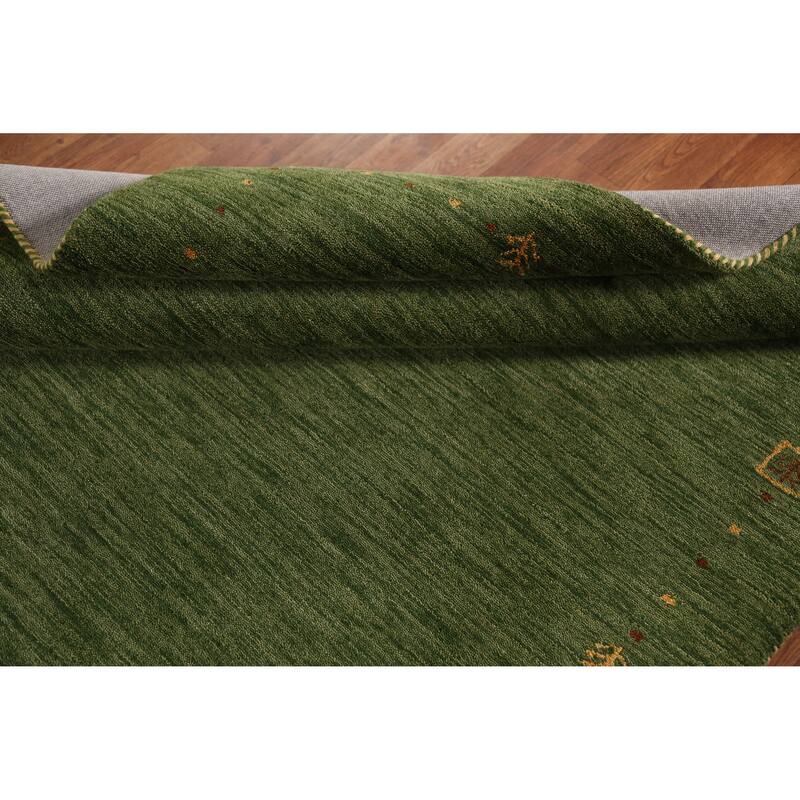 Green Gabbeh Indian Area Rug Hand-Tufted Wool Carpet - 5'3" x 7'7"