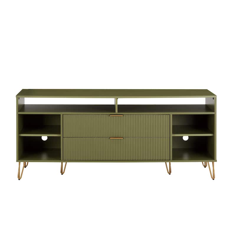 Manhattan Comfort Dumbo Mid-Century Modern TV Stand with 6 Shelves