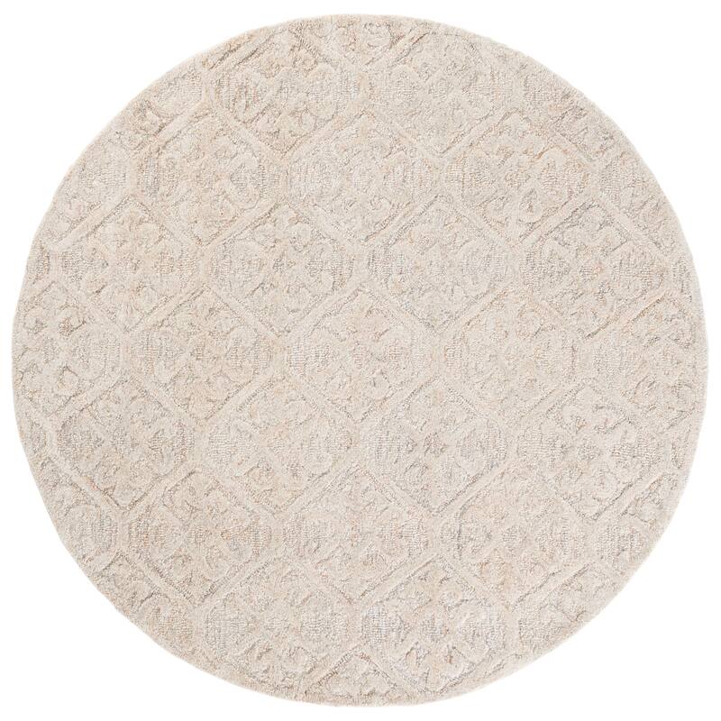 SAFAVIEH Handmade Harvest Waleria Wool Rug - 6' Round - Rust/Grey