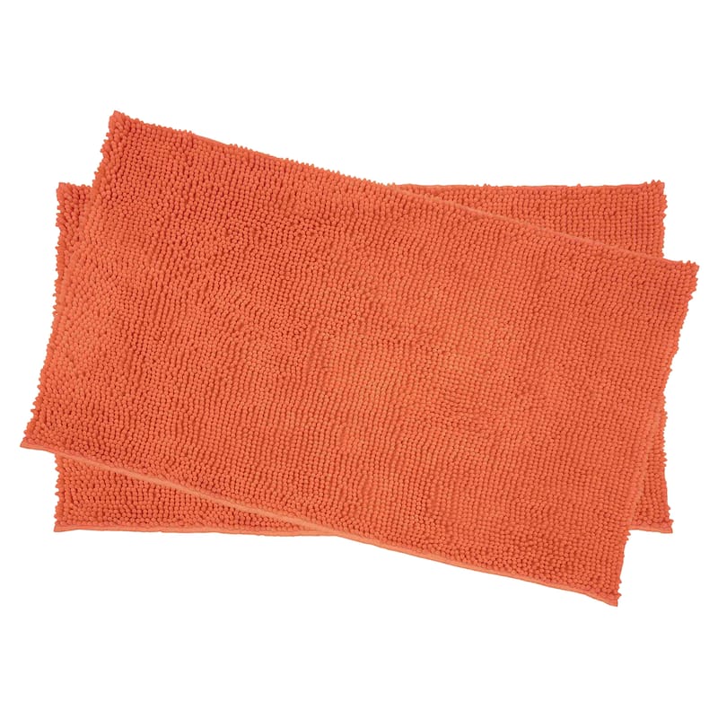 Resort Collection Plush Shag Chenille 2-Piece Bath Mat Set