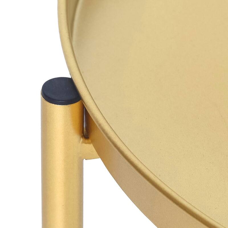 Adeco Gold End Table Metal Waterproof Snack Beside Table Accent Coffee Table - 16.9""(D)x 16.9""(W)x 20.5""(H)