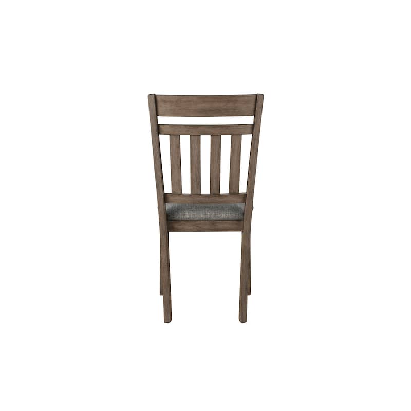 Harris Dining Chair Set of 2, Gray Fabric Brown Solid Rubberwood