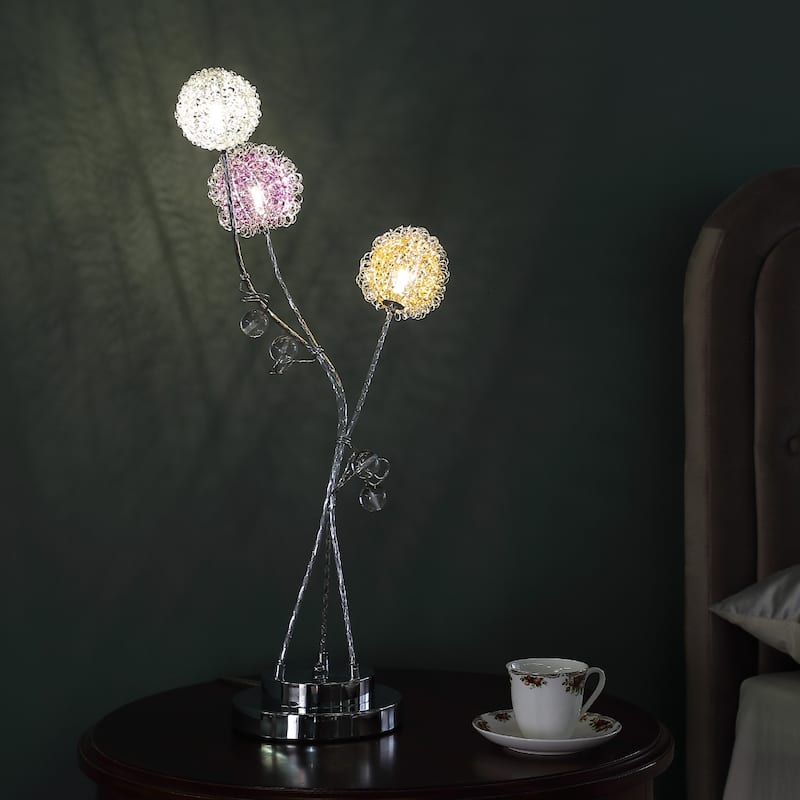 28" Contemporary 3-Clear Light Bedside LED Table Lamp with Warm White Glow and Silver Metal Base - 28"H x 8.5"W x 12.5"D