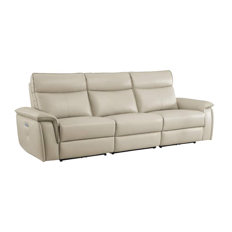 Blythe Power Double Reclining Sofa - Taupe (Leather)
