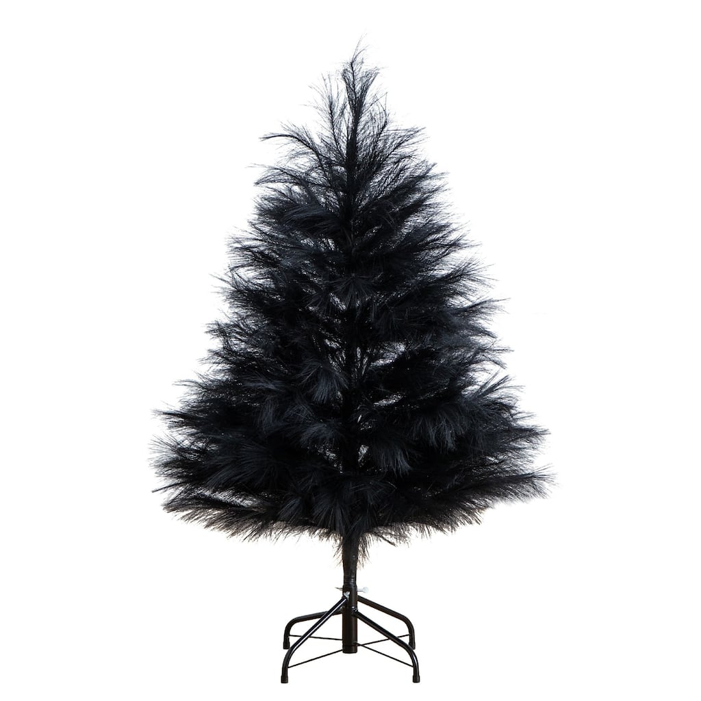 Pampas Grass Artificial Halloween Tree - 4' - Black