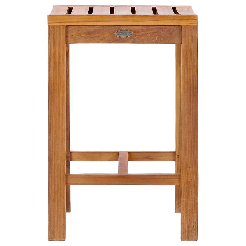 Chic Teak 5 Piece Teak Wood Seville Medium Counter Height Patio Bistro Set, 4 Counters Stools and 35" Square Table