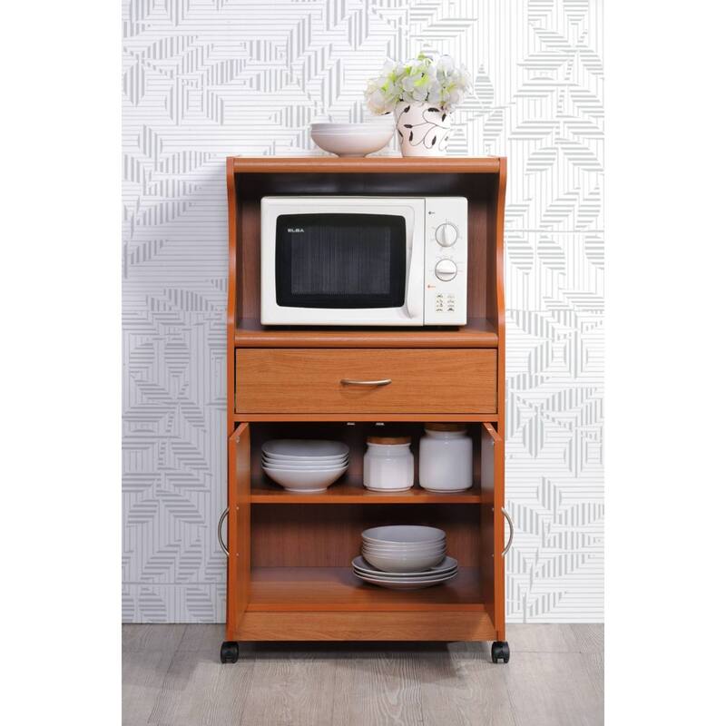 45" Cherry Red Solid Microwave Kitchen Cart