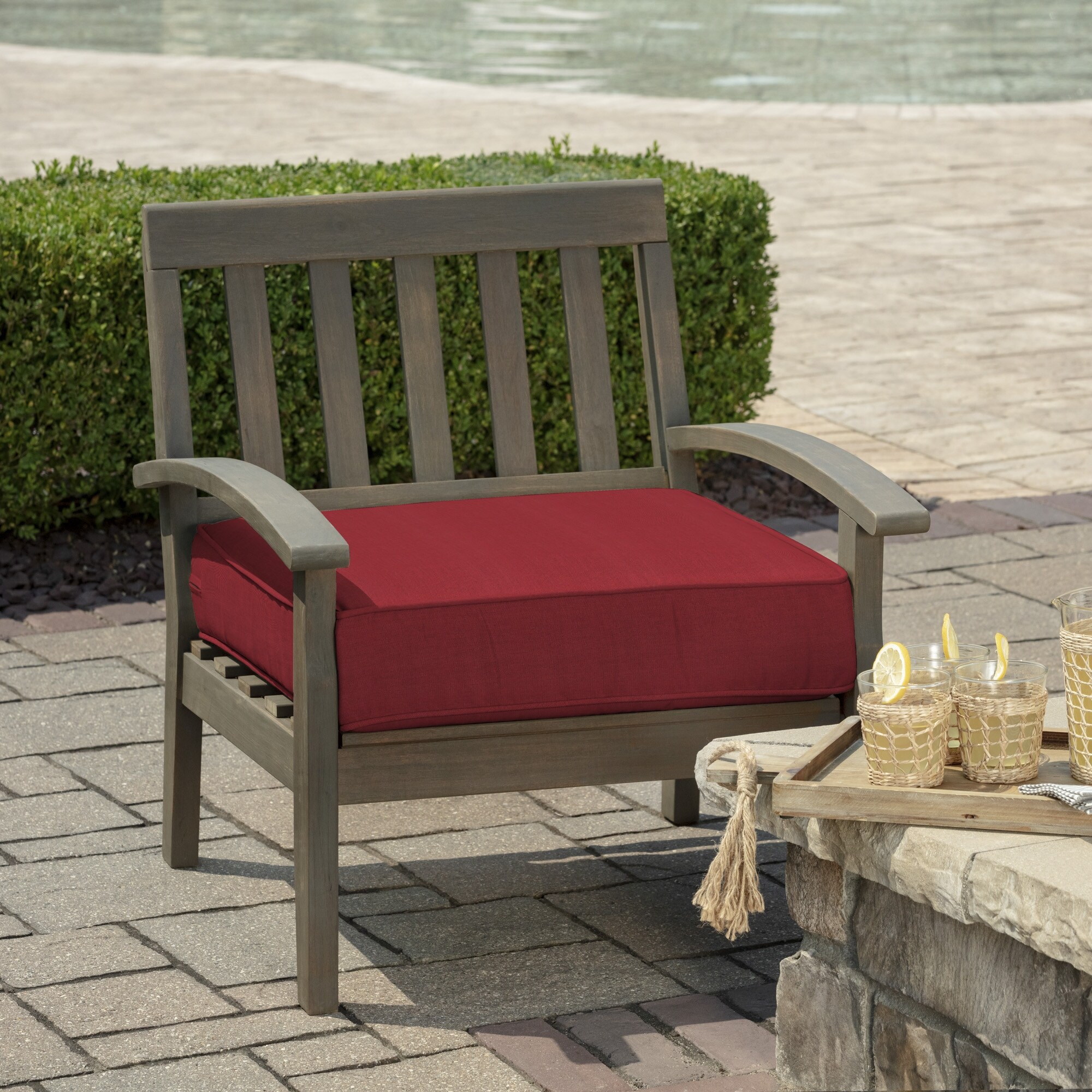 Arden Selections ProFoam 20 in. x 20 in. Caliente Red Outdoor High Back Chair Cushion