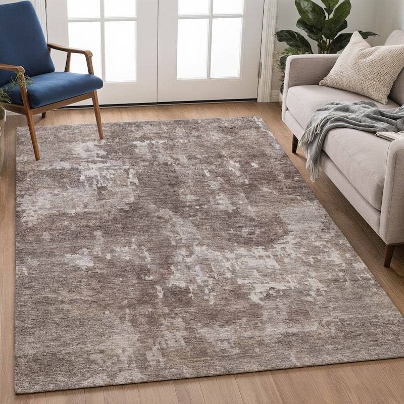 Machine Washable Indoor/ Outdoor Ombre Abstract Chantille Rug