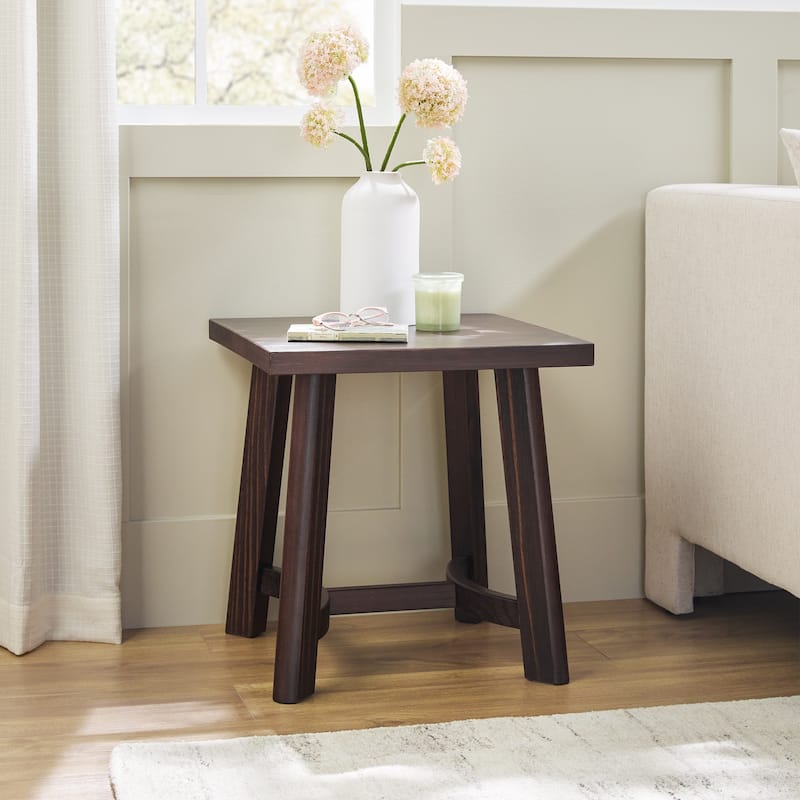 Walker Edison Modern Farmhouse Solid Wood Square Side Table