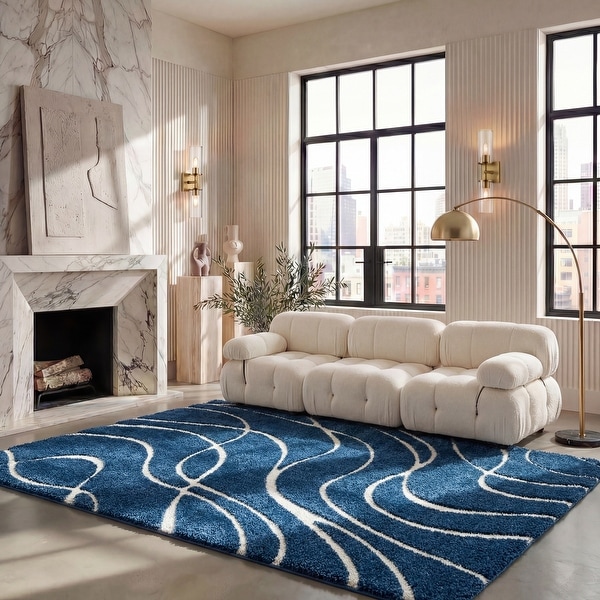 SAFAVIEH Florida Shag Sigtraud Abstract Waves 1.2-inch Thick Rug