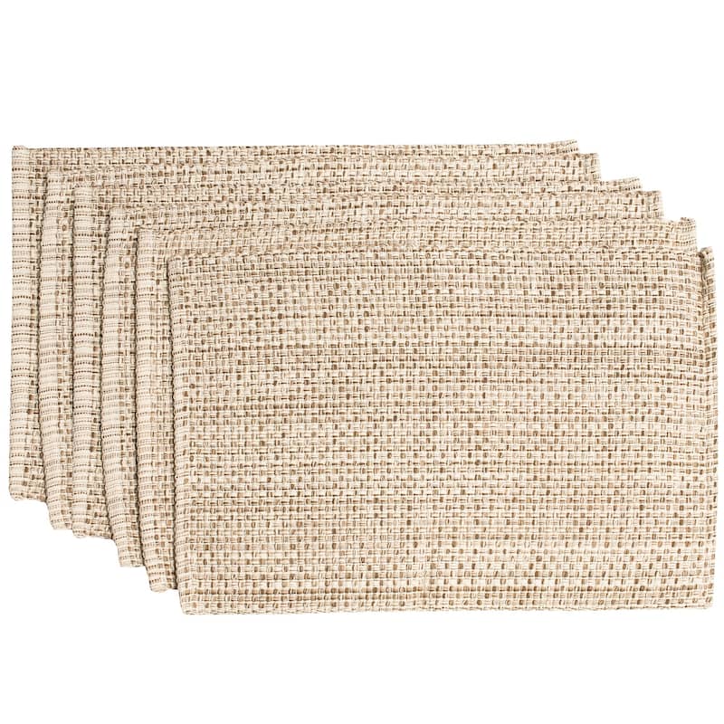 Sweet Home Collection Two Tone Cotton Woven 13x19 Placemats (Set of 2, 4, or 6) - Set of 6 - Eggshell
