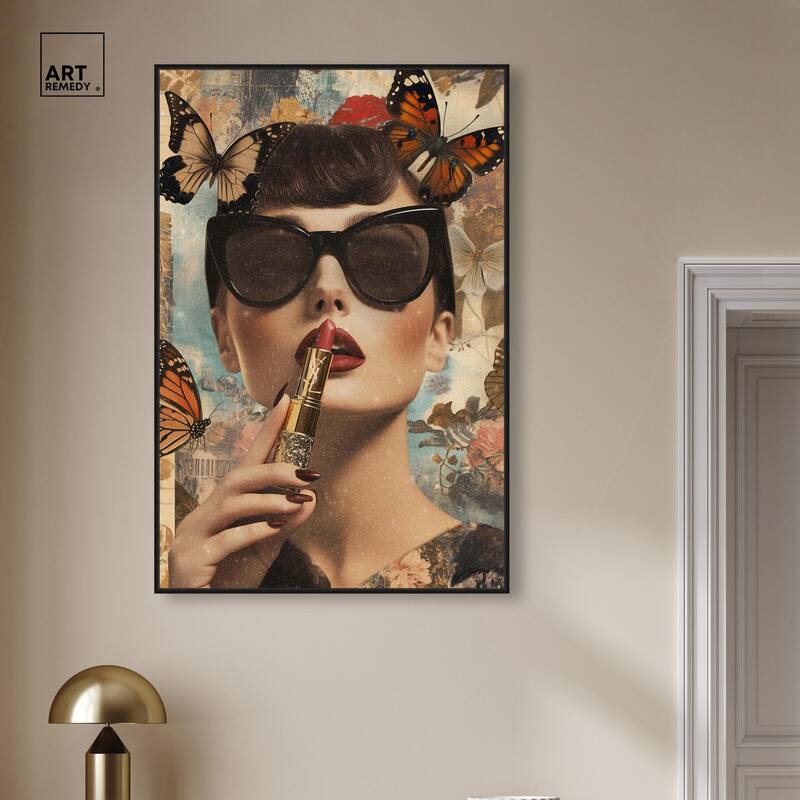 Iconic Lady Butterfly Collage II Canvas by Art Remedy