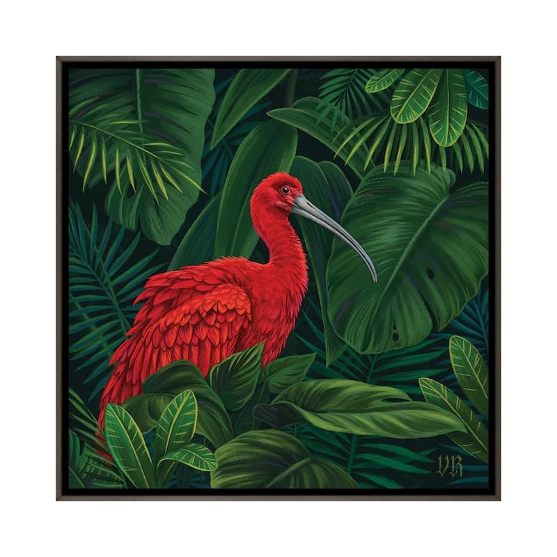 iCanvas "Scarlet Ibis" by Vasilisa Romanenko Framed - Charcoal - 18x18