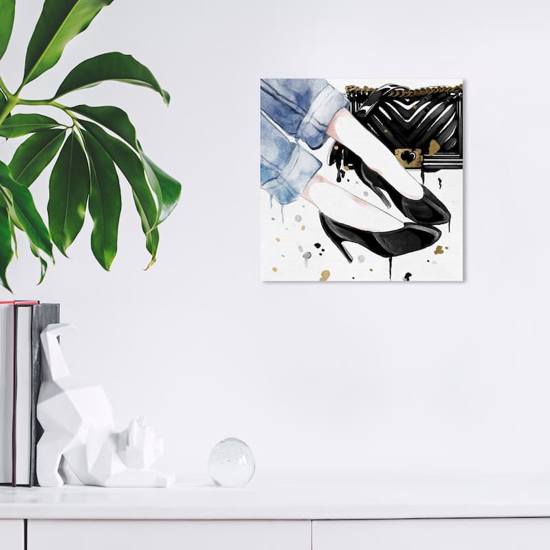 Wynwood Studio Fashion and Glam The Casual Look Black and Glam Wall Art Canvas Print - 12 x 12