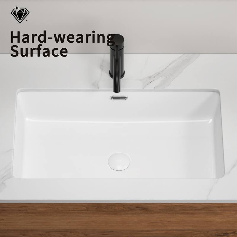 28" Modern Ceramic Undermount Bathroom Sink Drop-in Deep