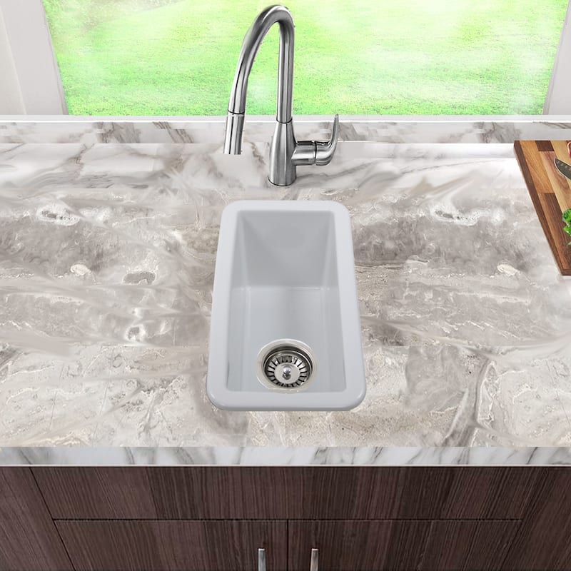 Petite Fireclay Island-Prep or Bar Sink - 9.25 x 18.25 x8.75 inches
