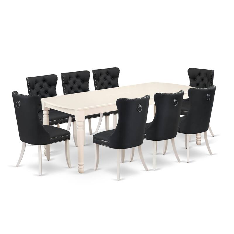 East West Furniture Dining Table Set Consists of a Rectangle Kitchen Table and Chairs, Linen White (Pieces Options) - DODA9-LWH-12