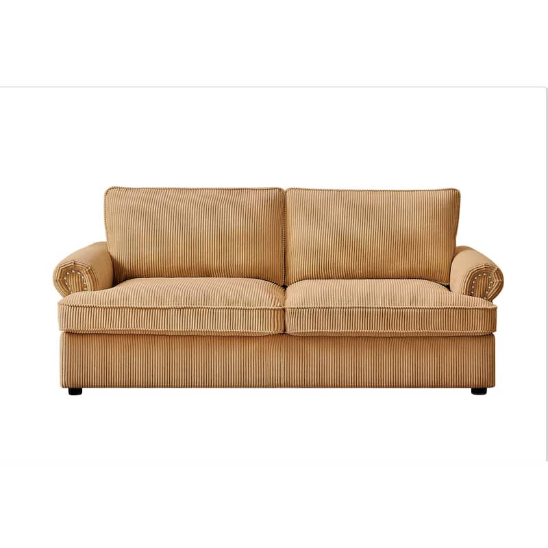 Viviana 76 inch Polyester Round Arm Sleeper Sofa - Ginger
