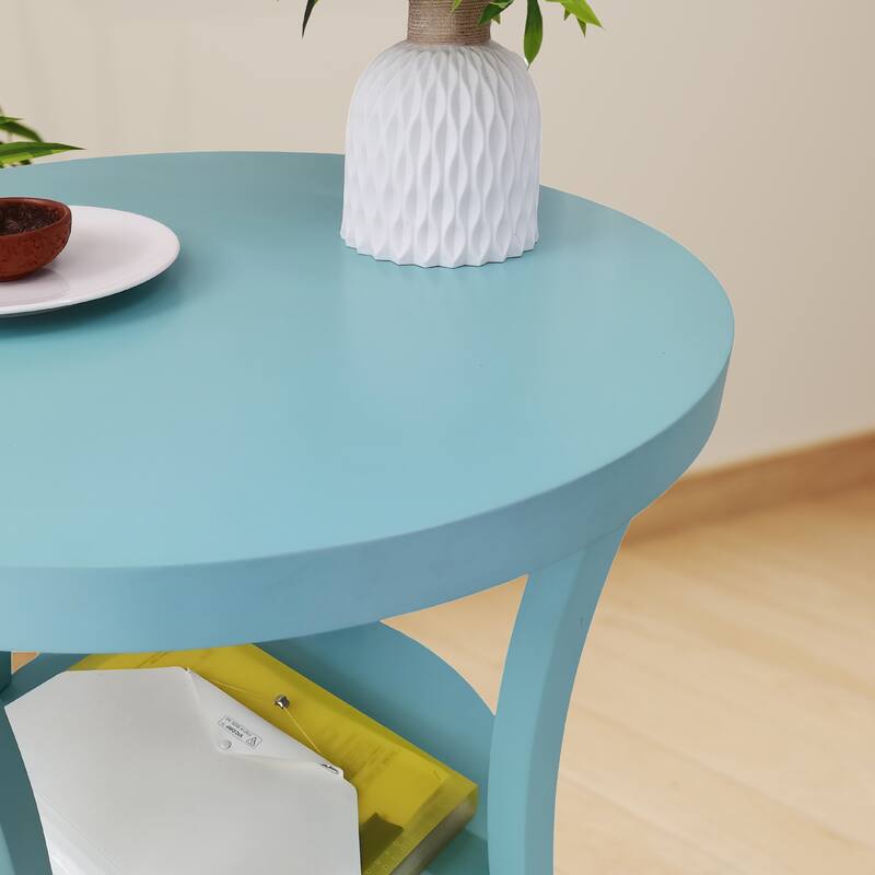 Roundhill Furniture Perth Contemporary Round Shelf End Table