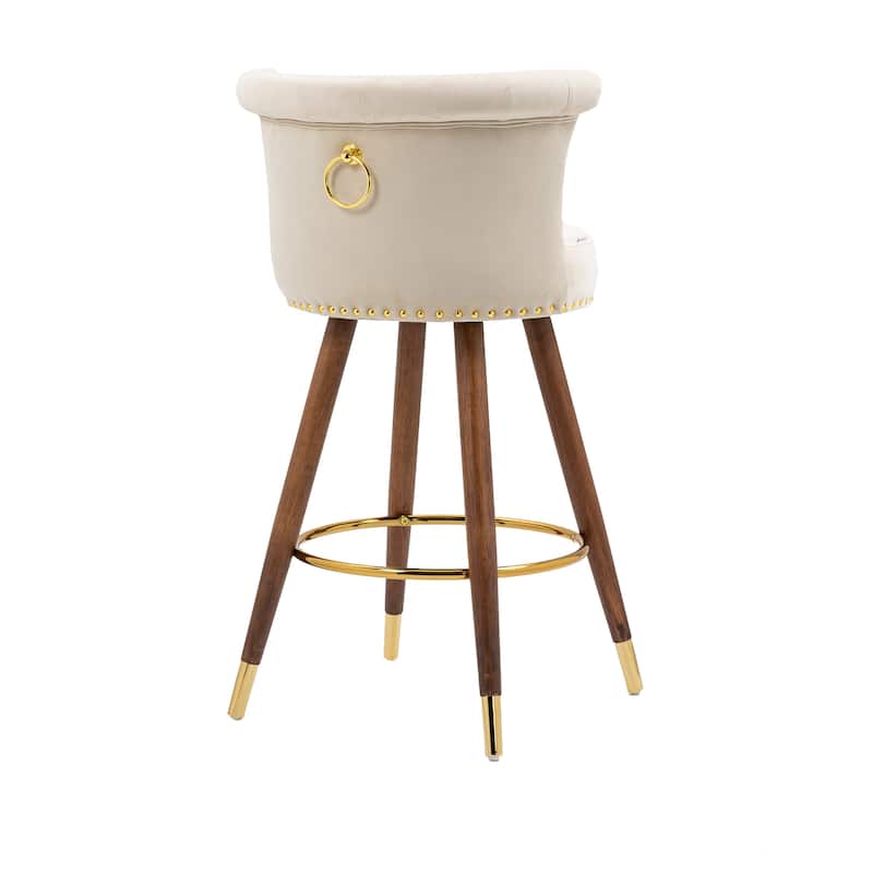 COOLMORE Vintage Upholstered Bar Stools with Backrest and Footrest, Fixed Height 360° Rotation for Kitchen, Dining, Home Bar