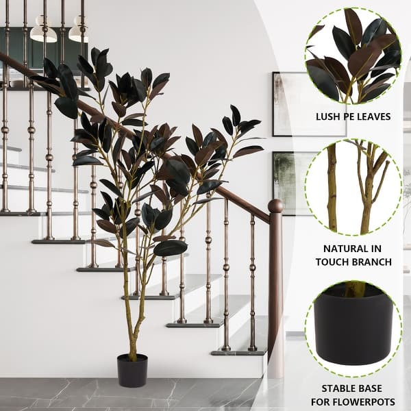 5.9FT Tall Artificial Rubber Tree, Faux Rubber Plant in Pot, Fake Greenery  Floor Plant for Home Living Room - On Sale - Bed Bath & Beyond - 42866928
