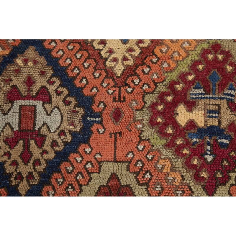 Pre-1900 Antique Vegetable Dye Oushak Turkish Wool Area Rug Handmade - 3'7" x 8'2"