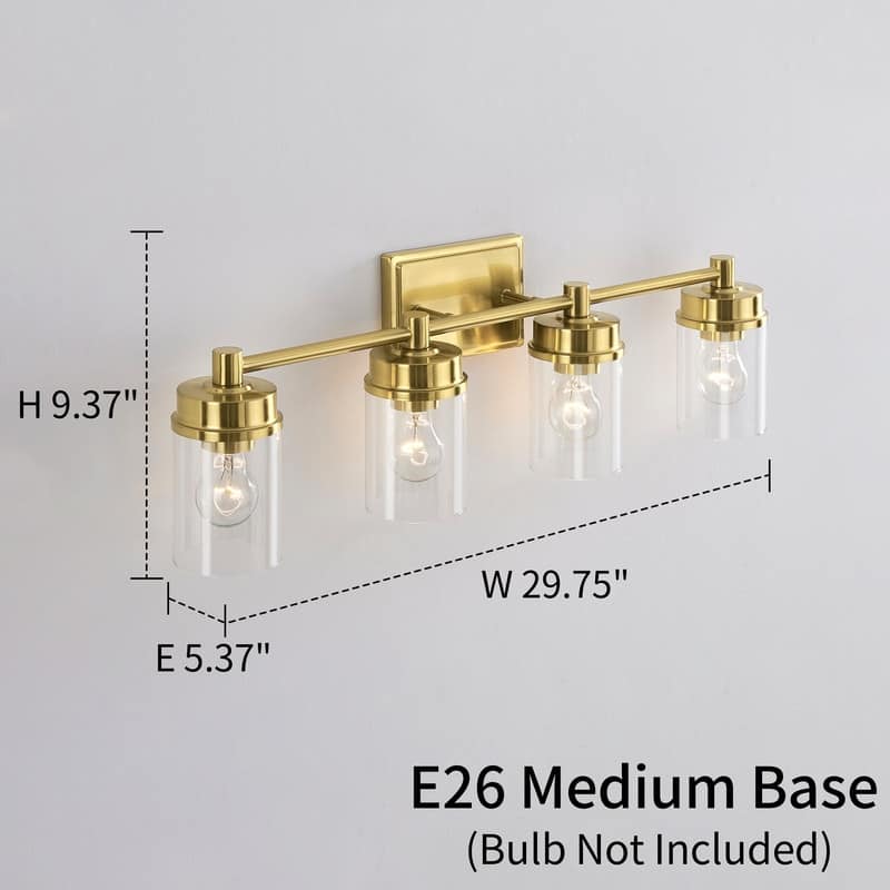 KAWOTI 4-light Modern Bathroom Vanity Light with Cylinder glass