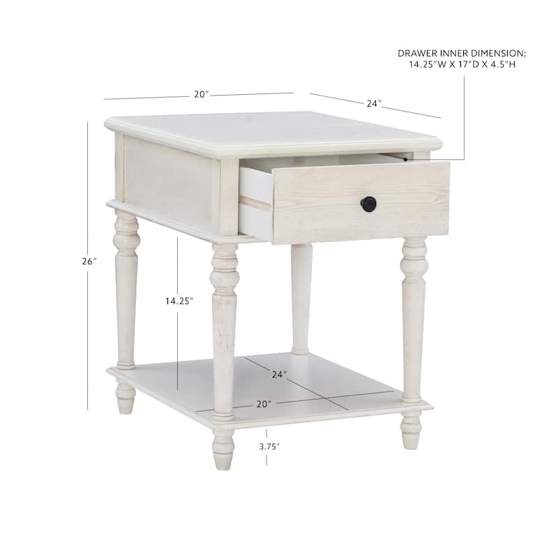 Linon Jowin Classic Wood Side Table with Storage