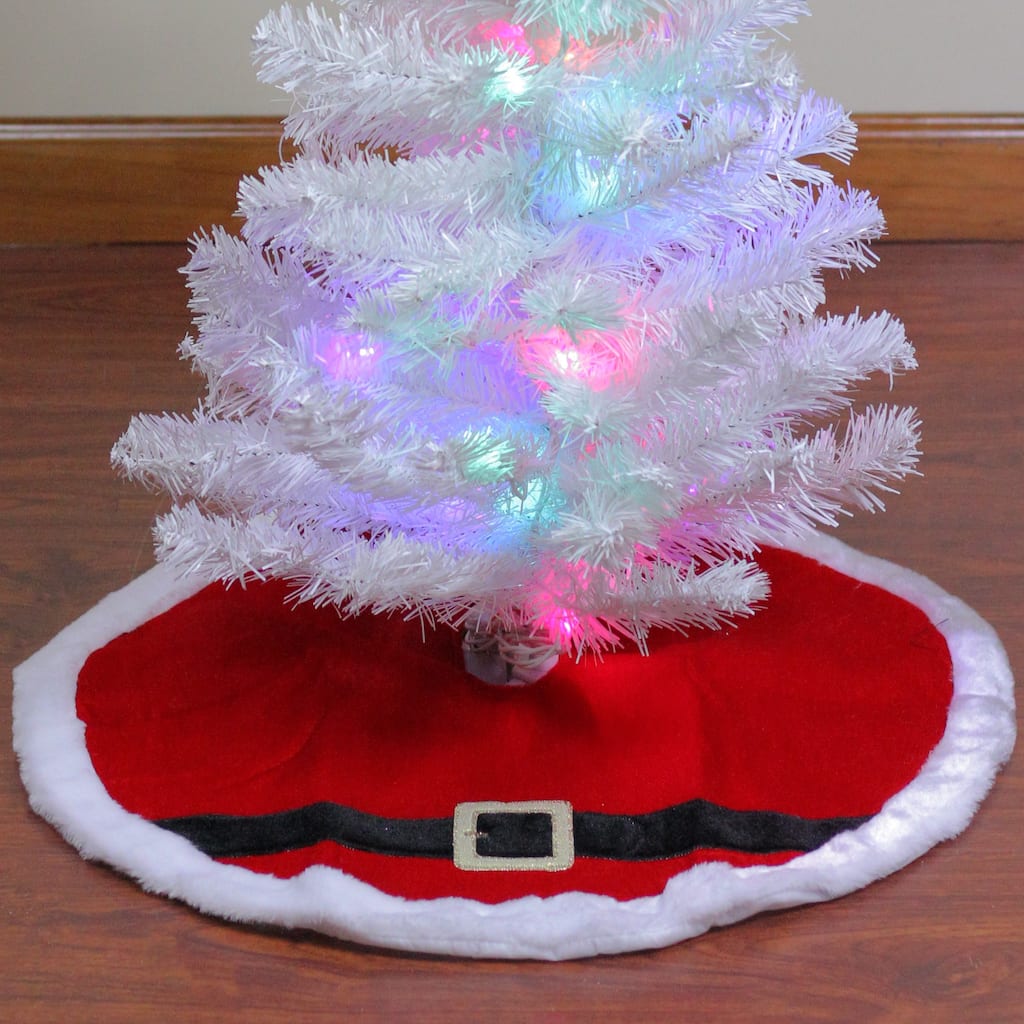 20" Traditional Red and White Santa Claus Belt Buckle Mini Christmas Tree Skirt - 20