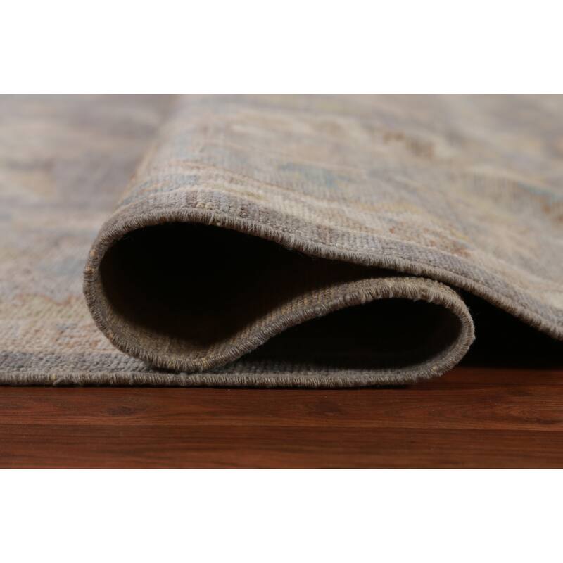 Hand Knotted Oriental 100% Wool Carpet Transitional All-Over Greys & Charcoal Oushak Area Rug - 12' 0'' X 9' 1''