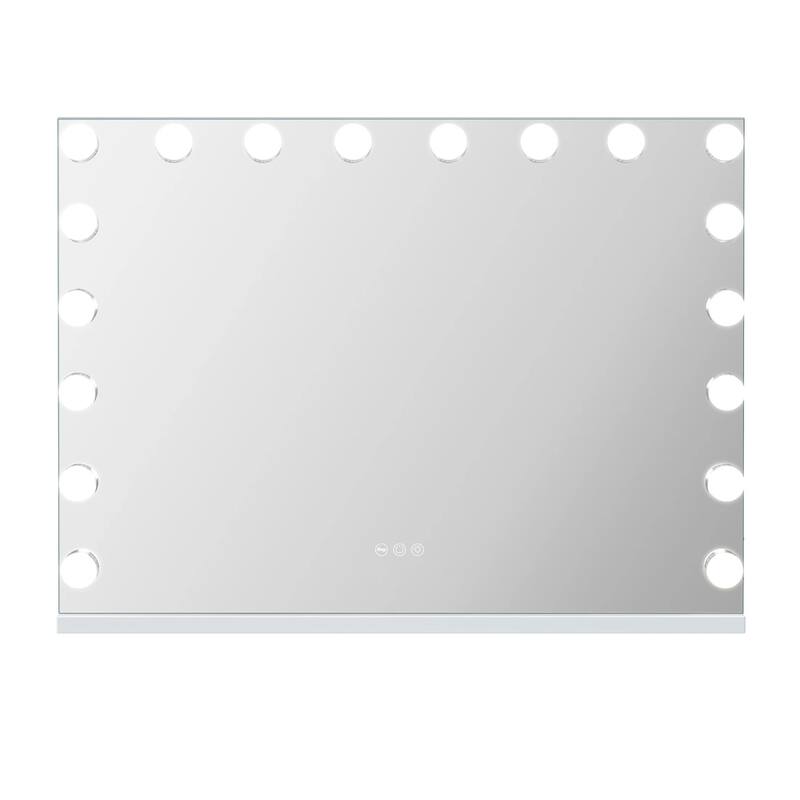 31.5"x 22.8"USB Charging Lighted Makeup Mirror with 18 LED Dimmable Bulbs,3 Color Lights Cosmetic Mirror for Tabletop and Wall