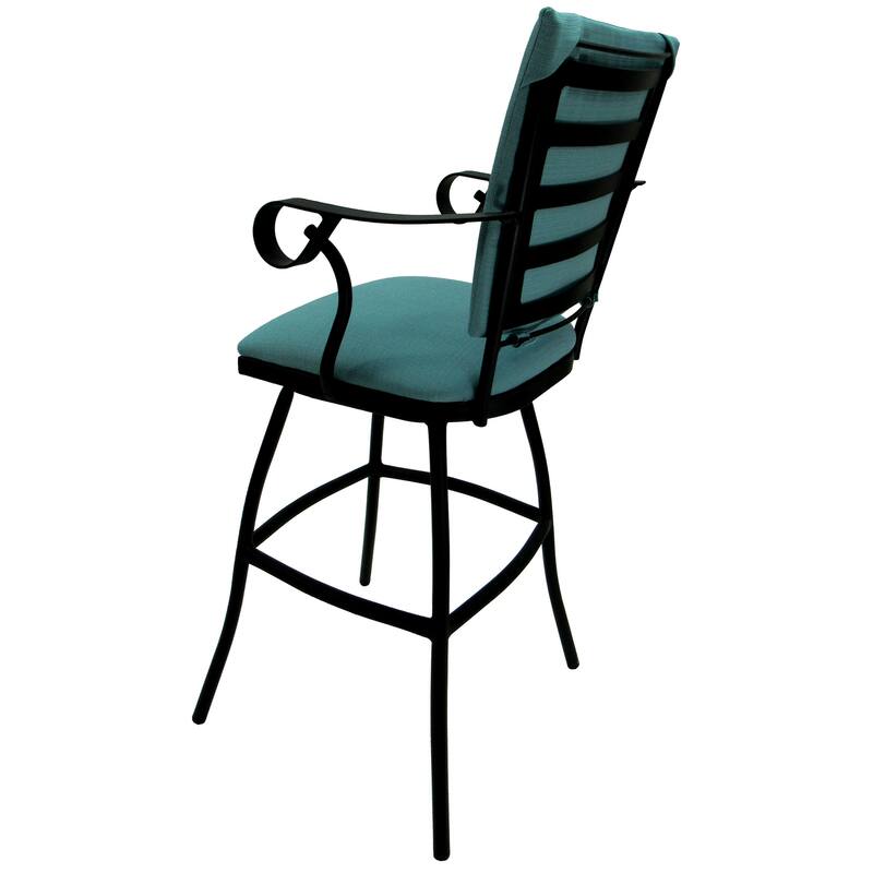 Outdoor Patio Bar Pub Set - 30" Stools Padded Back - Black Frame - 36" Table
